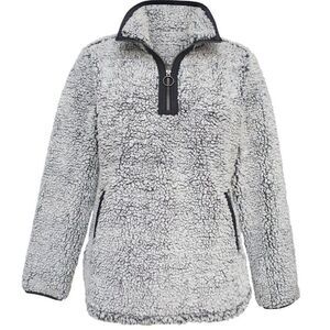 Cozy Sherpa Gray Quarter Zip Fleece Popover NEW